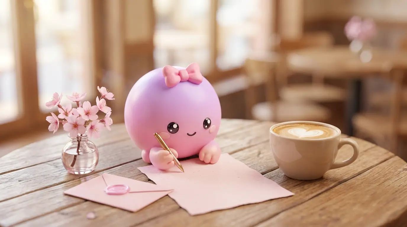 ふーぺちゃんがお礼の手紙を書いているイメージ